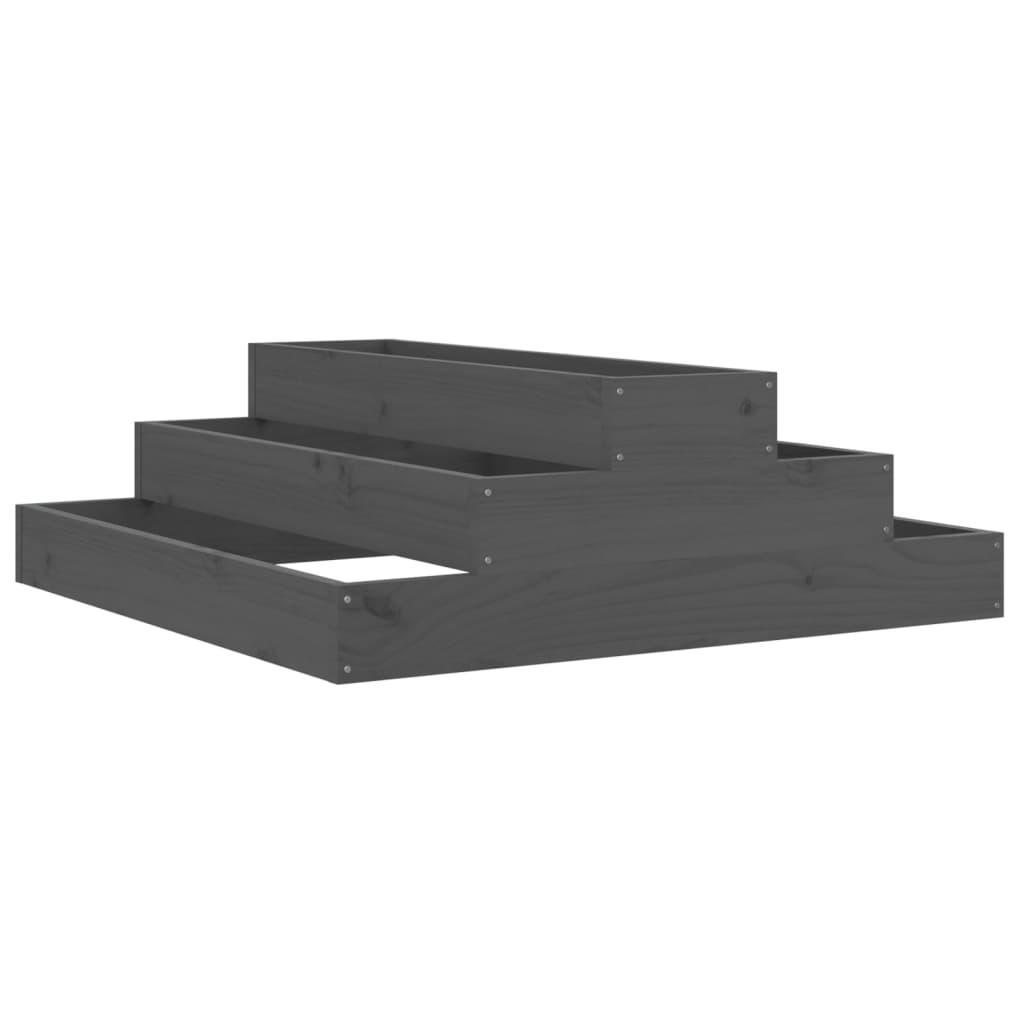 vidaXL Donica, szara, 80x80x27 cm, lite drewno sosnowe