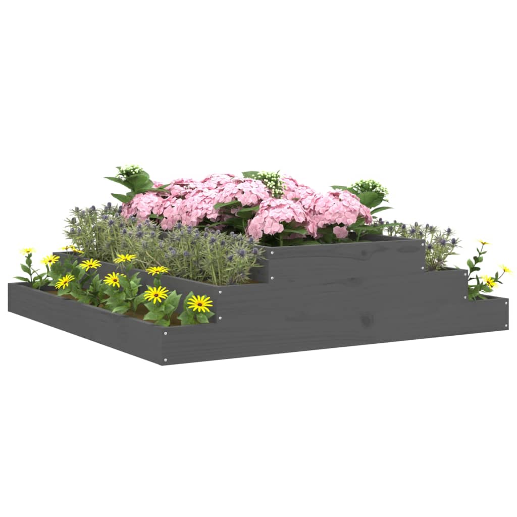vidaXL Donica, szara, 110x110x27 cm, lite drewno sosnowe