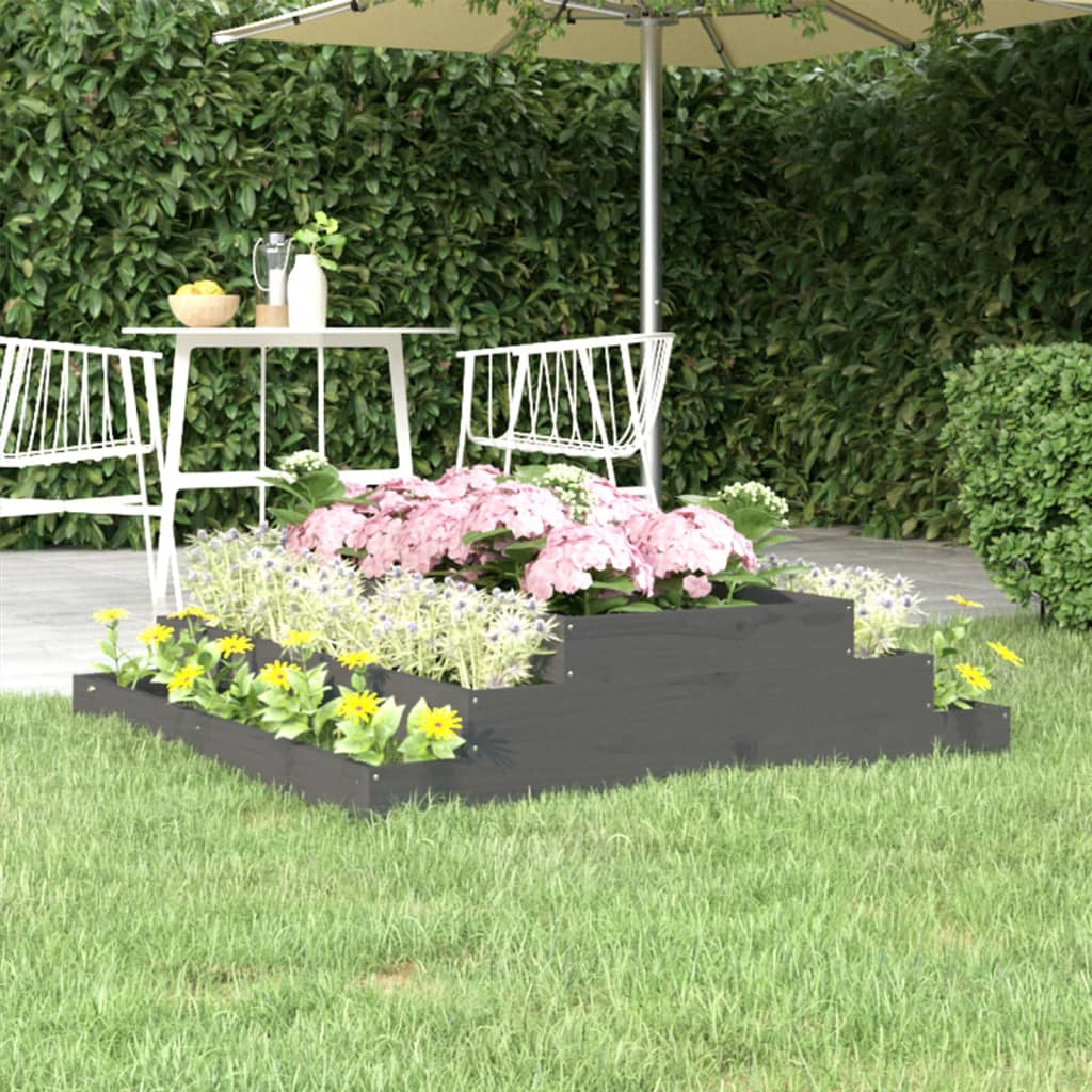 vidaXL Donica, szara, 110x110x27 cm, lite drewno sosnowe