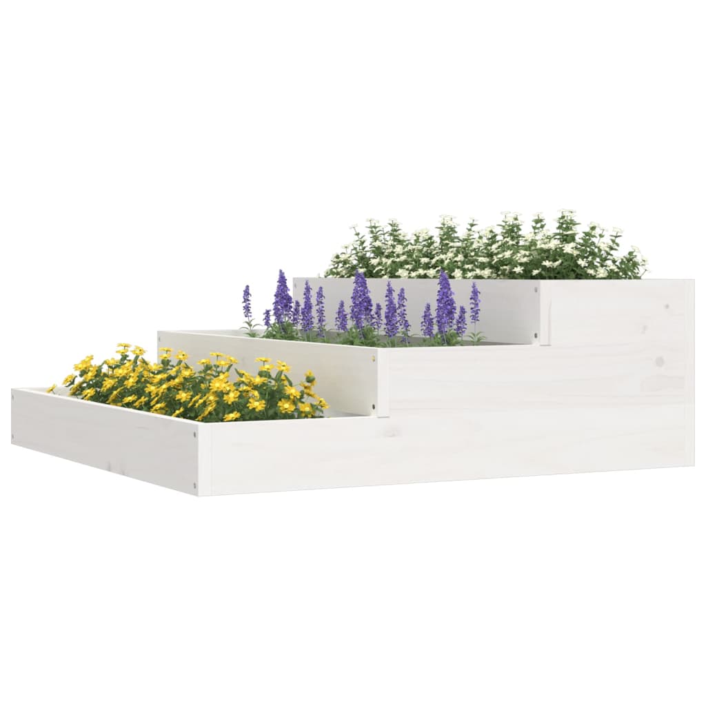 vidaXL Donica, biała, 78x78x27 cm, lite drewno sosnowe