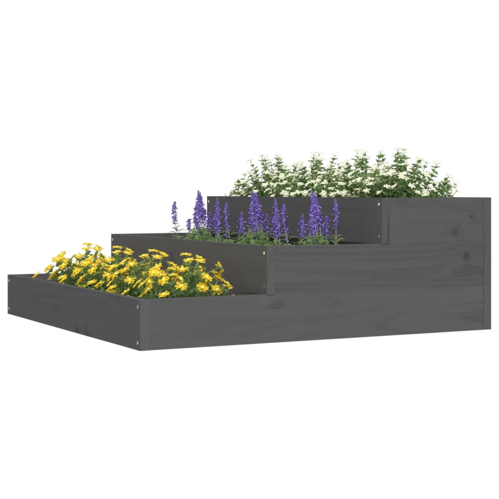 vidaXL Donica, szara, 78x78x27 cm, lite drewno sosnowe