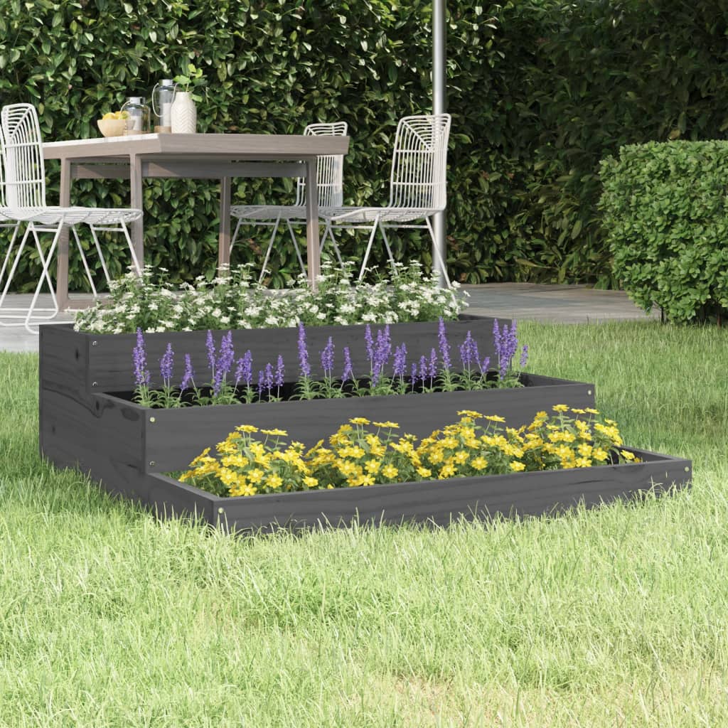 vidaXL Donica, szara, 78x78x27 cm, lite drewno sosnowe