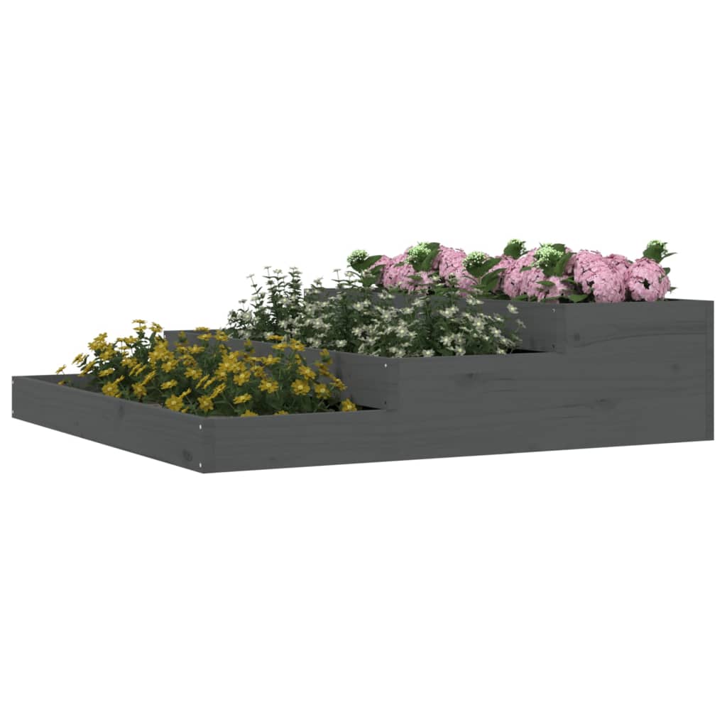 vidaXL Donica, szara, 107x107x27 cm, lite drewno sosnowe