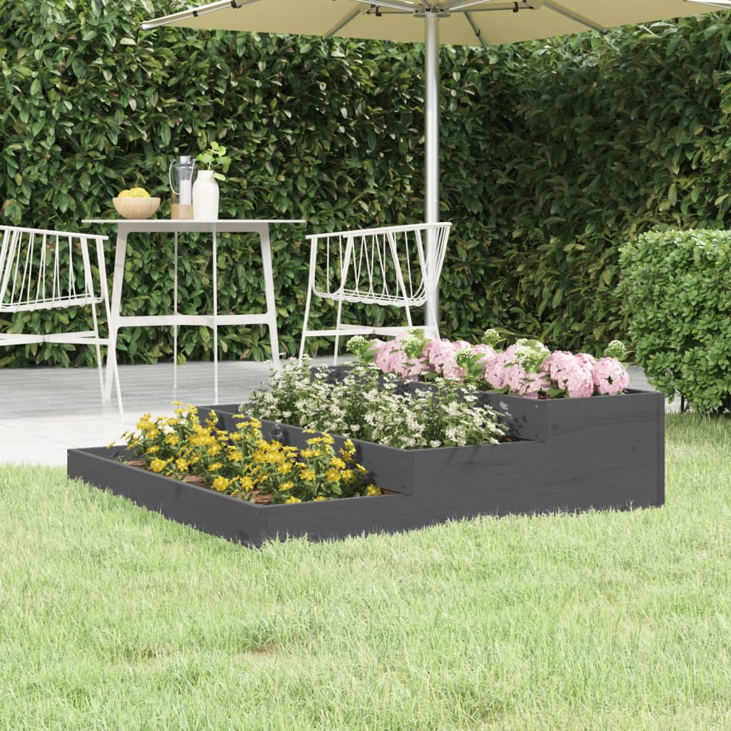 vidaXL Donica, szara, 107x107x27 cm, lite drewno sosnowe
