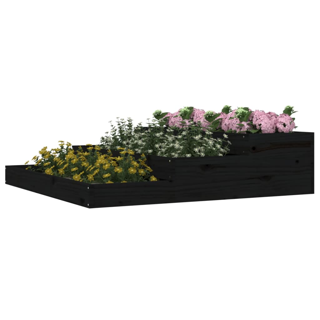 vidaXL Donica, czarna, 107x107x27 cm, lite drewno sosnowe