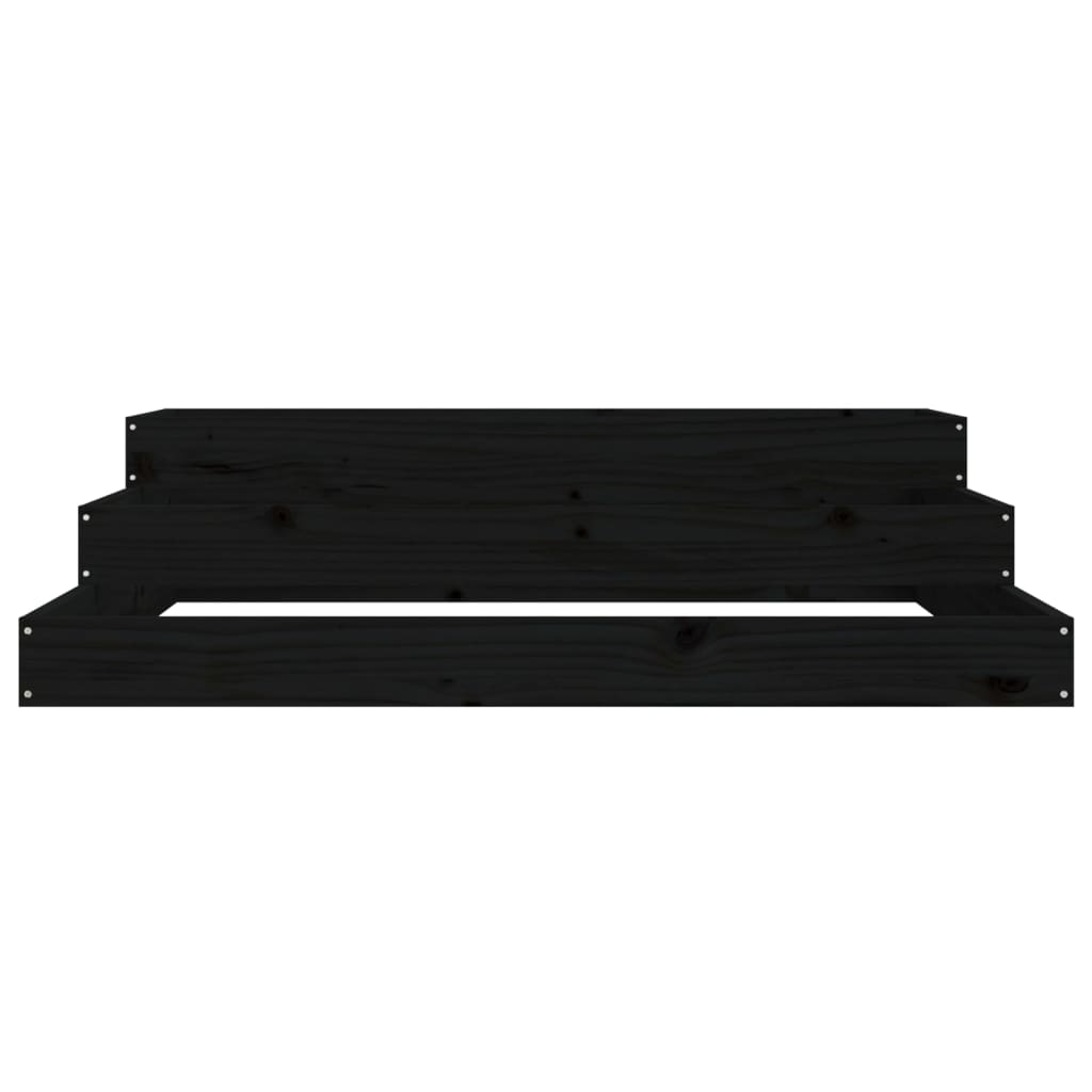 vidaXL Donica, czarna, 107x107x27 cm, lite drewno sosnowe