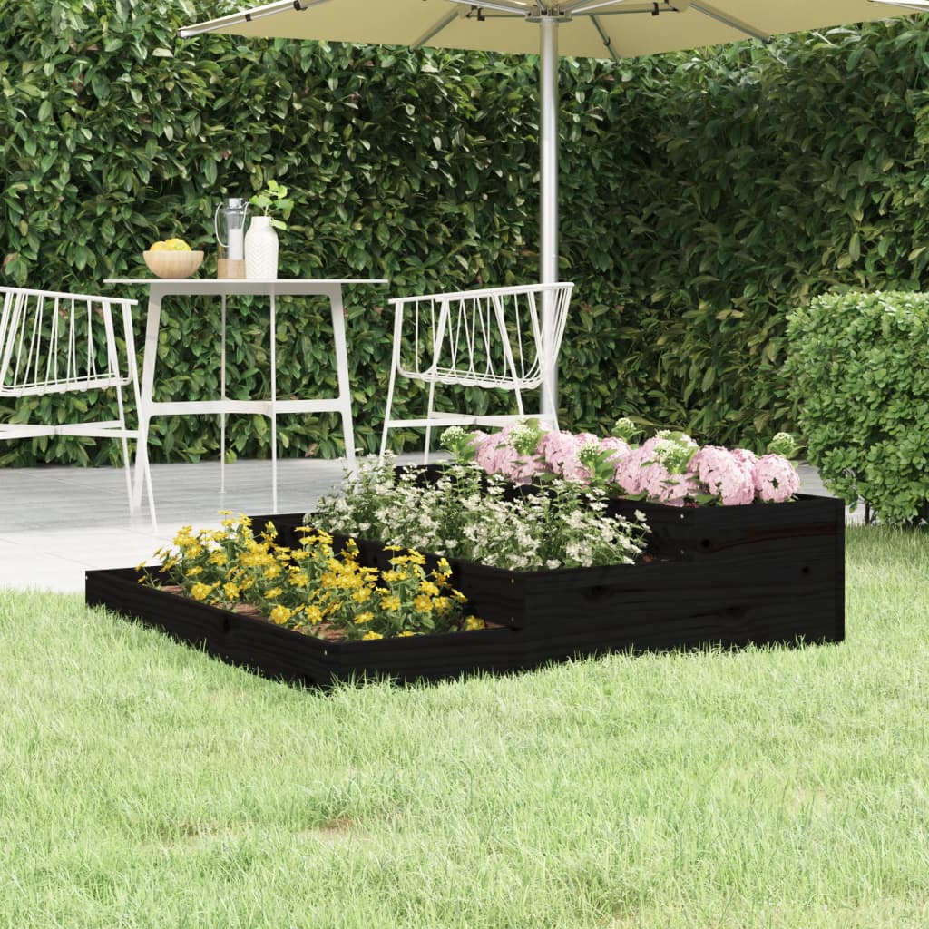 vidaXL Donica, czarna, 107x107x27 cm, lite drewno sosnowe