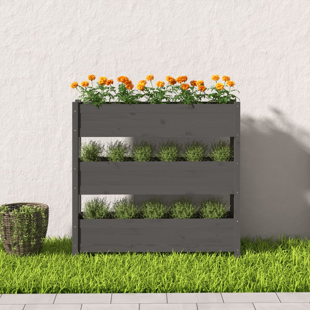 vidaXL Donica, szara, 112x25x104,5 cm, lite drewno sosnowe