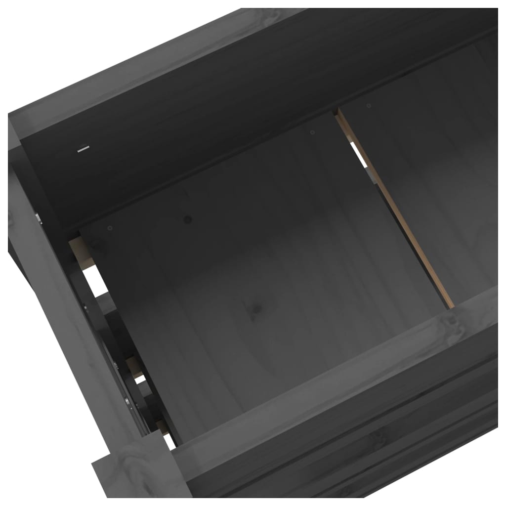 vidaXL Donica, szara, 112x25x104,5 cm, lite drewno sosnowe