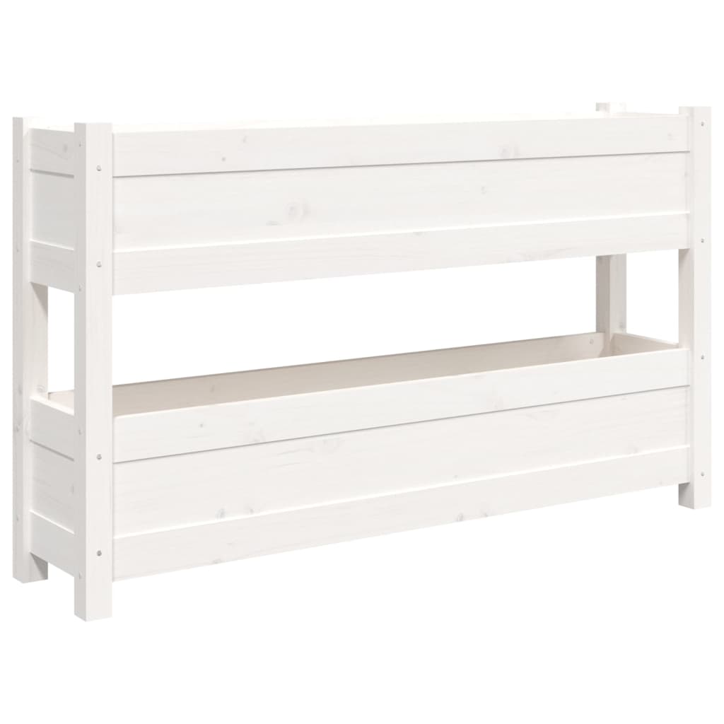 vidaXL Donica, biała, 112x25x66 cm, lite drewno sosnowe