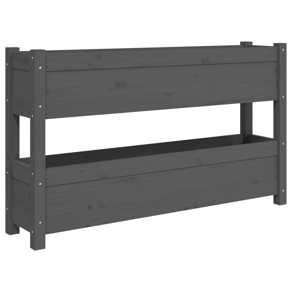 vidaXL Donica, szara, 112x25x66 cm, lite drewno sosnowe