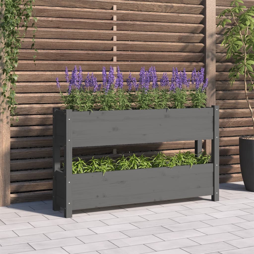 vidaXL Donica, szara, 112x25x66 cm, lite drewno sosnowe