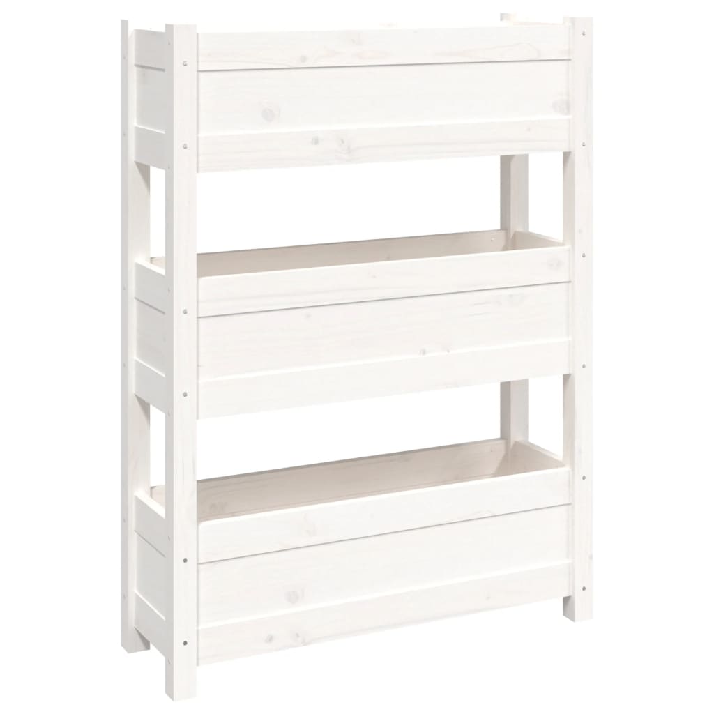 vidaXL Donica, biała, 77x25x104,5 cm, lite drewno sosnowe