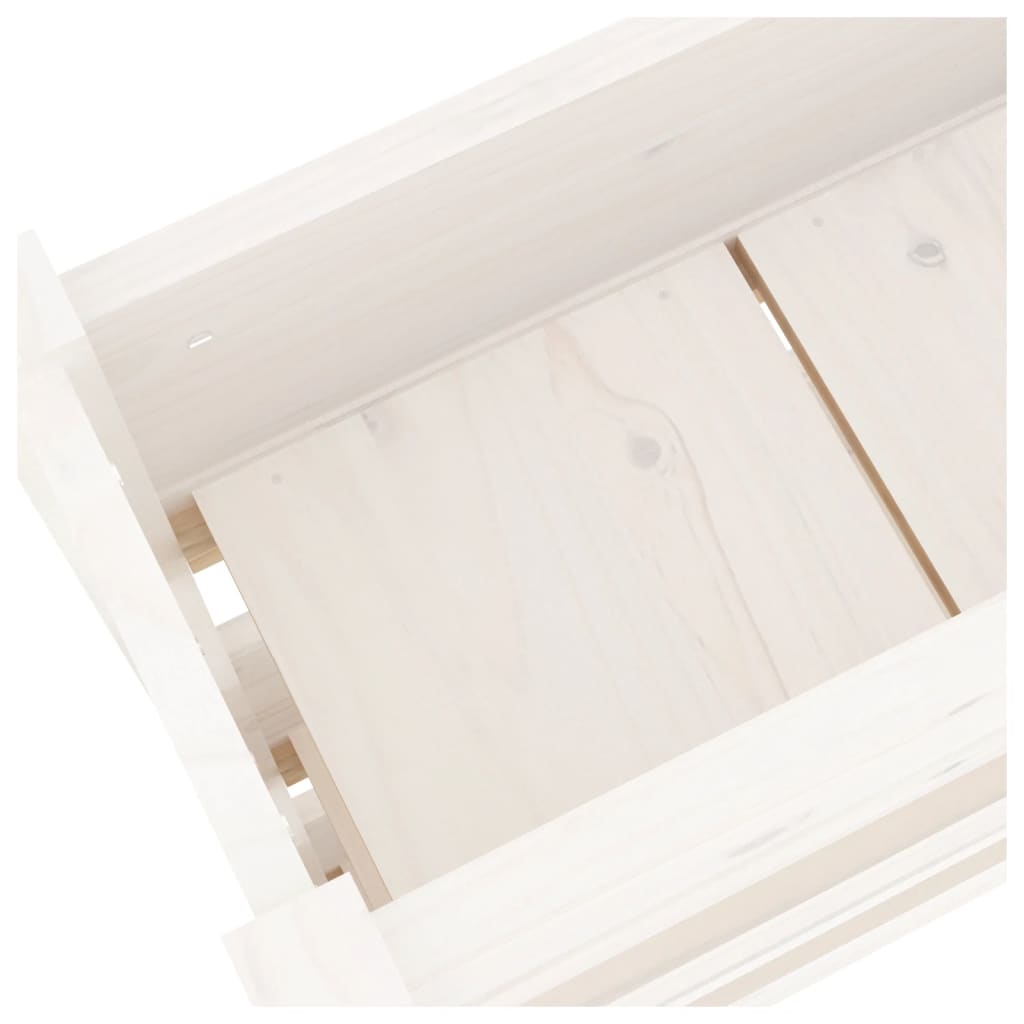 vidaXL Donica, biała, 77x25x104,5 cm, lite drewno sosnowe