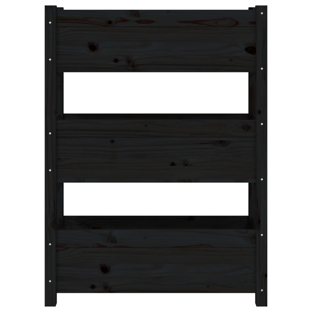 vidaXL Donica, czarna, 77x25x104,5 cm, lite drewno sosnowe