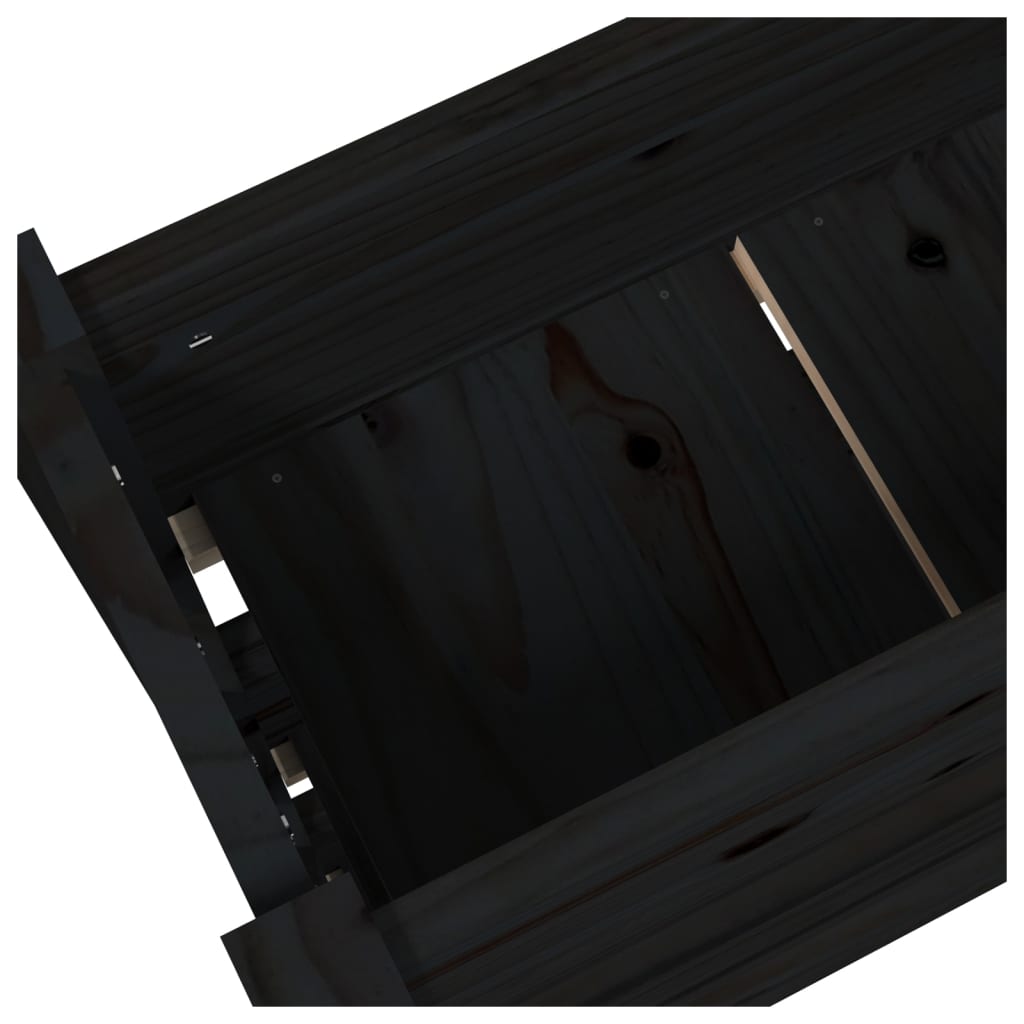 vidaXL Donica, czarna, 77x25x104,5 cm, lite drewno sosnowe