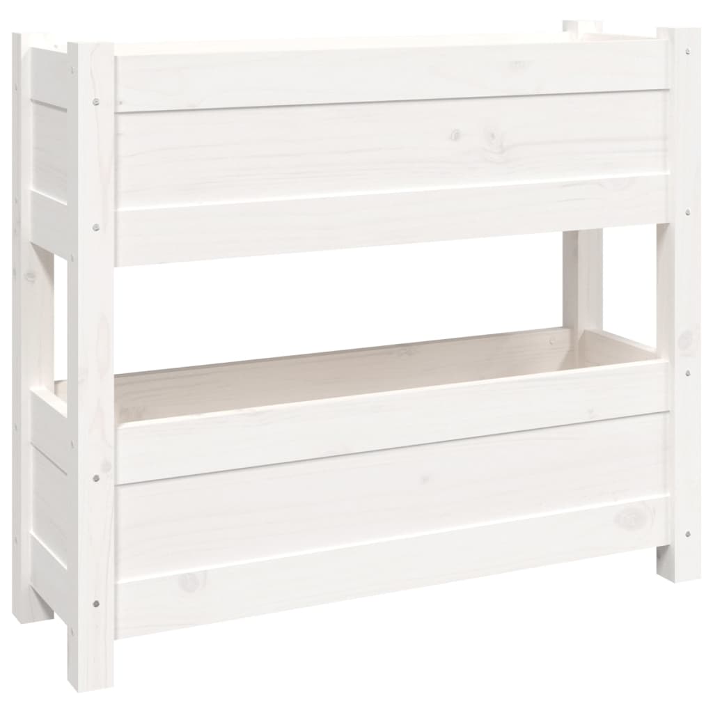vidaXL Donica, biała, 77x25x66 cm, lite drewno sosnowe