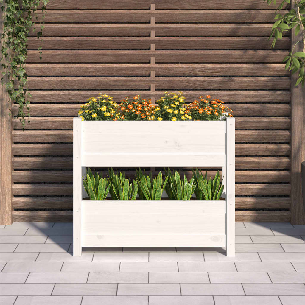 vidaXL Donica, biała, 77x25x66 cm, lite drewno sosnowe
