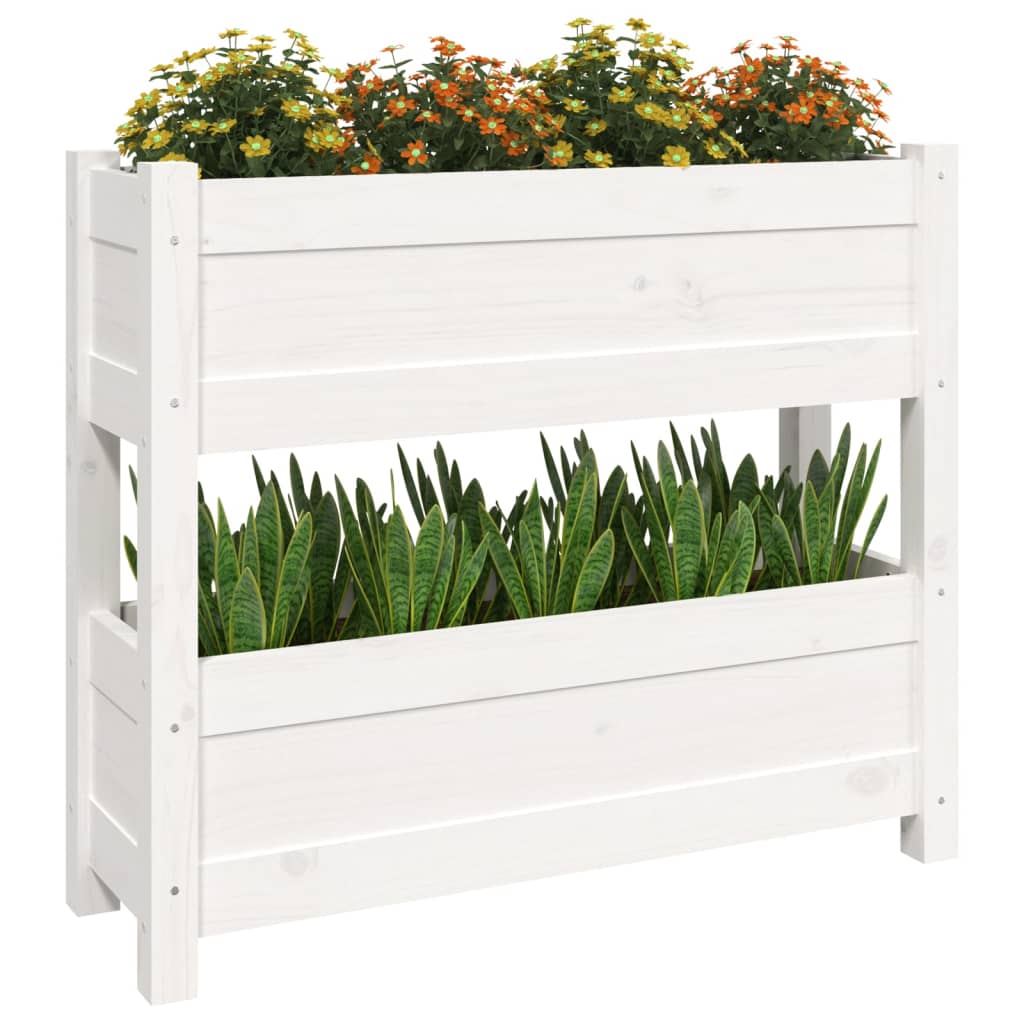 vidaXL Donica, biała, 77x25x66 cm, lite drewno sosnowe