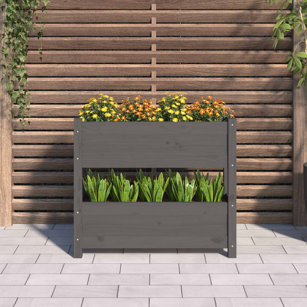 vidaXL Donica, szara, 77x25x66 cm, lite drewno sosnowe