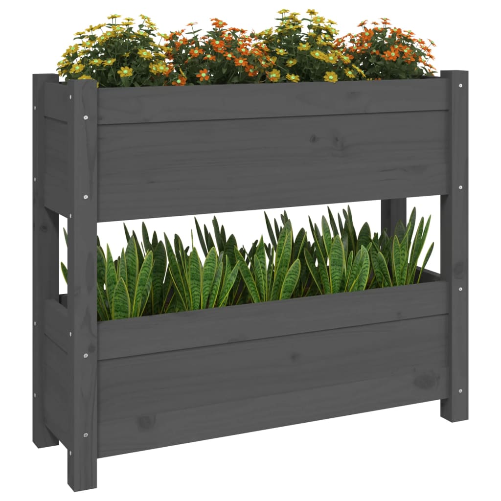 vidaXL Donica, szara, 77x25x66 cm, lite drewno sosnowe