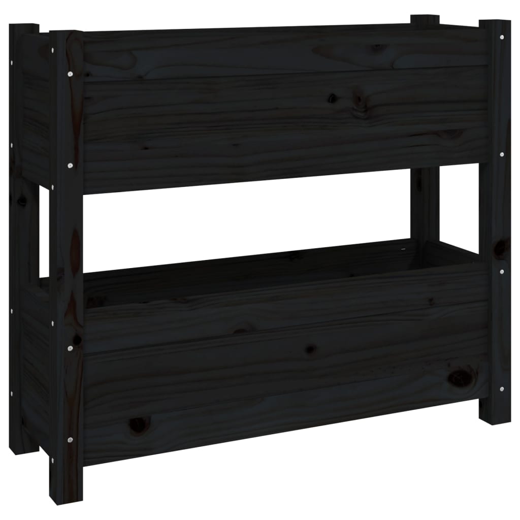 vidaXL Donica, czarna, 77x25x66 cm, lite drewno sosnowe