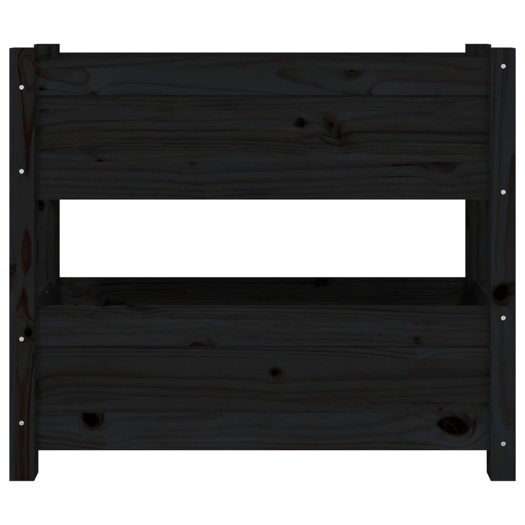 vidaXL Donica, czarna, 77x25x66 cm, lite drewno sosnowe