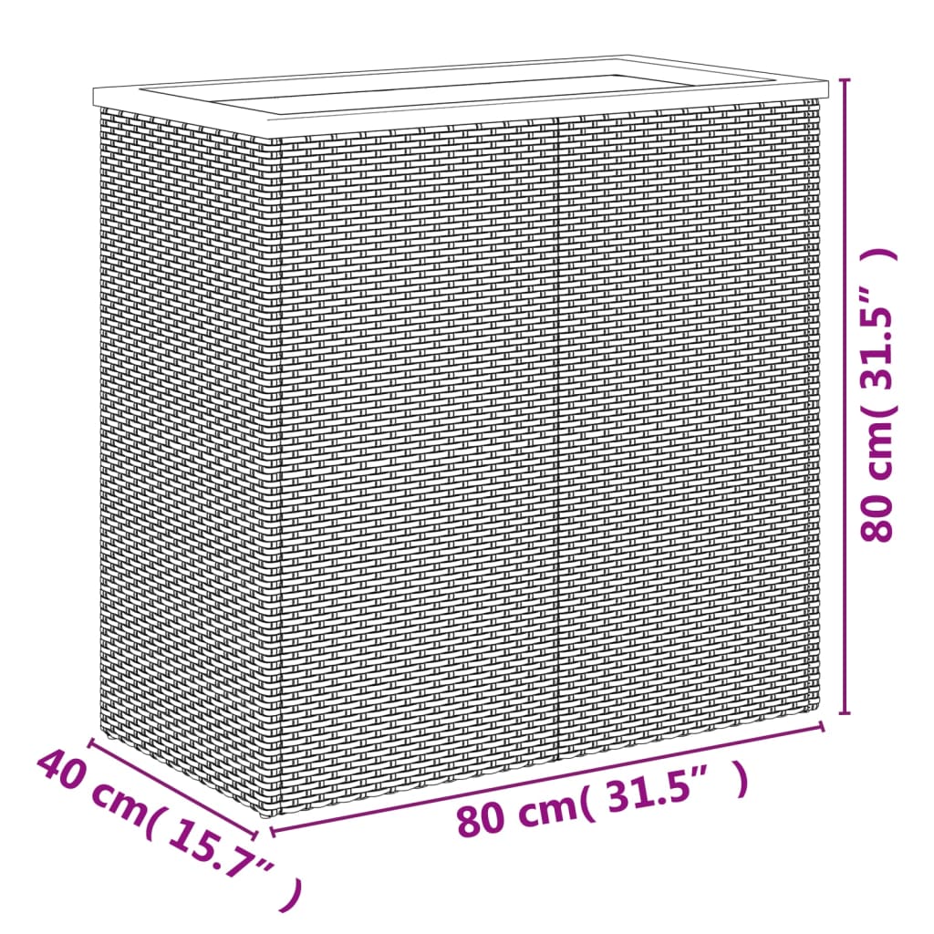 vidaXL Donica, czarna, 80x40x80 cm, polirattan