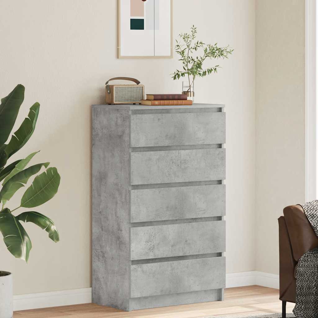 vidaXL Komoda, szarość betonu, 60x36x103 cm, materiał drewnopochodny