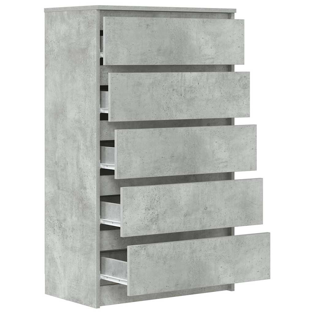 vidaXL Komoda, szarość betonu, 60x36x103 cm, materiał drewnopochodny