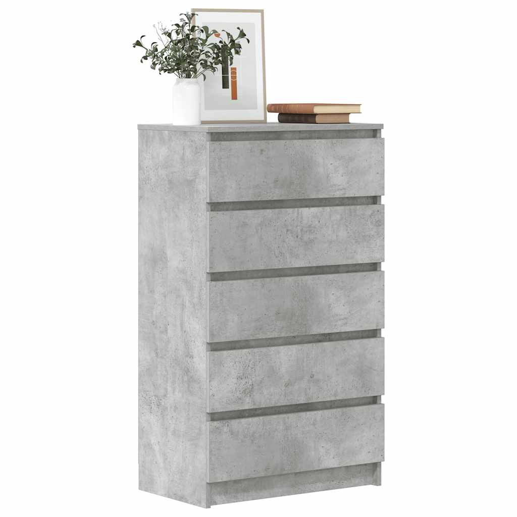 vidaXL Komoda, szarość betonu, 60x36x103 cm, materiał drewnopochodny