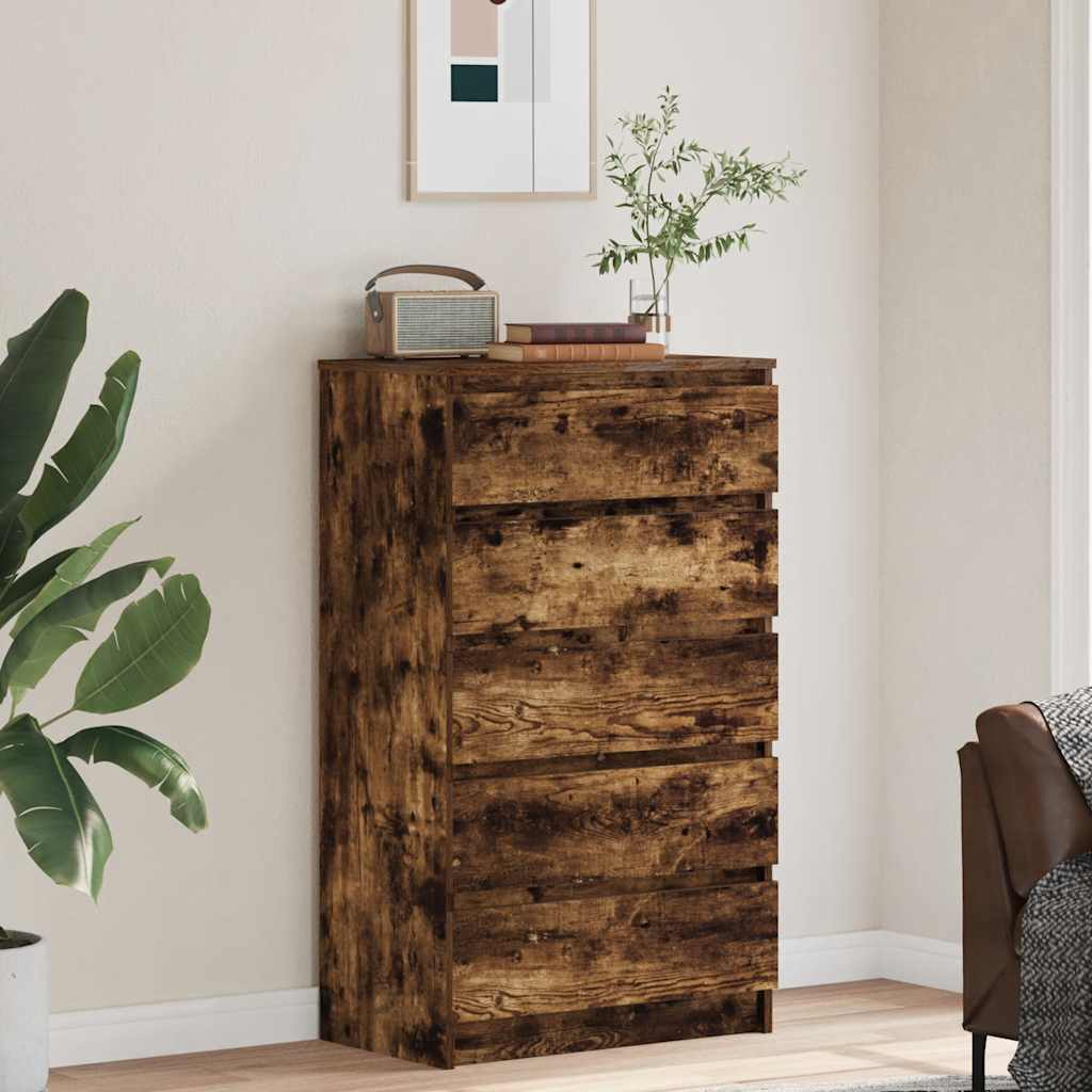 vidaXL Komoda, przydymiony dąb, 60x36x103 cm, materiał drewnopochodny