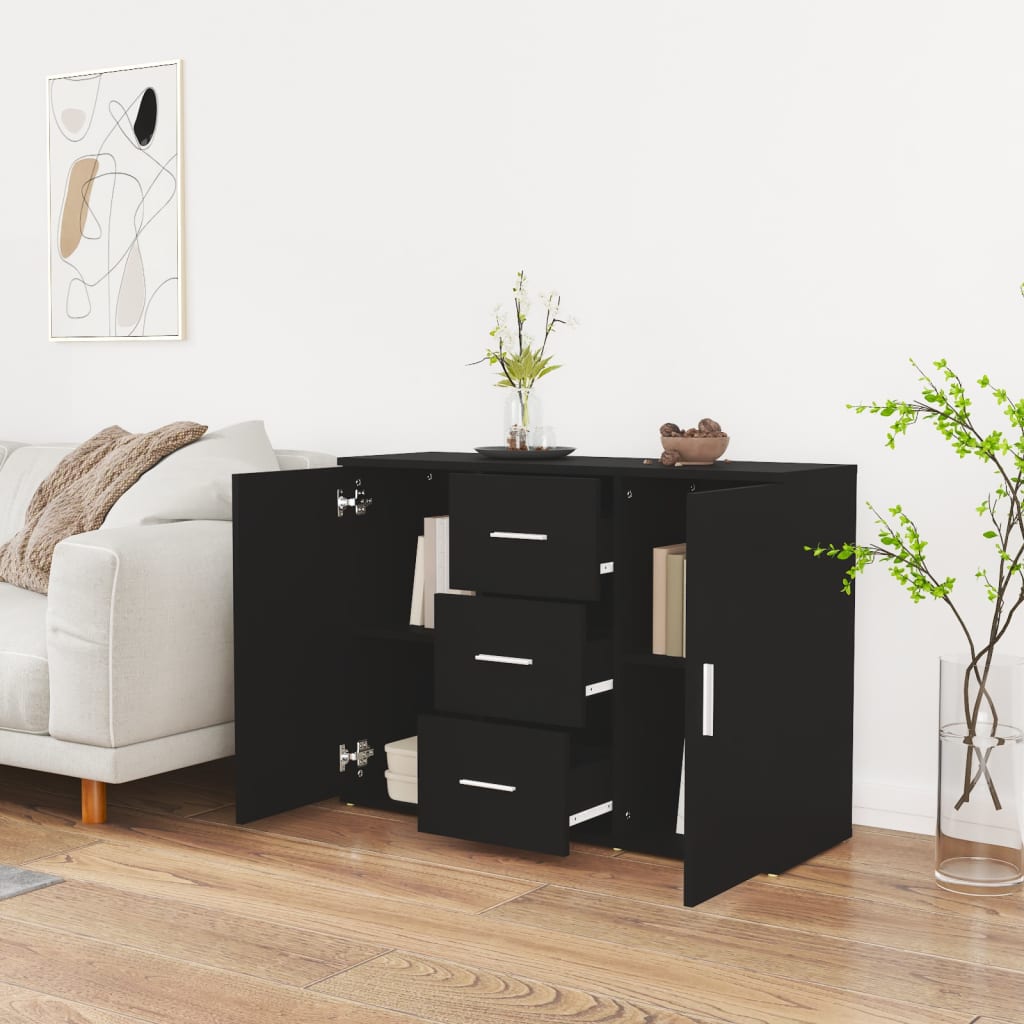 vidaXL Szafka, czarna, 91x29,5x65 cm, materiał drewnopochodny
