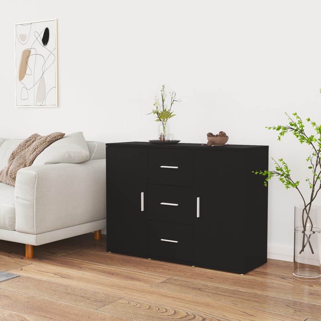 vidaXL Szafka, czarna, 91x29,5x65 cm, materiał drewnopochodny