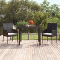 vidaXL Stół ogrodowy, szklany blat, czarny, 90x90x75 cm, rattan PE