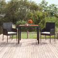 vidaXL Stół ogrodowy, drewniany blat, czarny, 90x90x75 cm, rattan PE