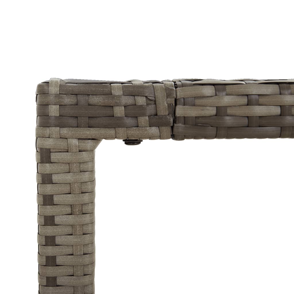 vidaXL Stół ogrodowy ze szklanym blatem, szary, 150x90x75cm, rattan PE