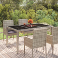 vidaXL Stół ogrodowy ze szklanym blatem, szary, 150x90x75cm, rattan PE