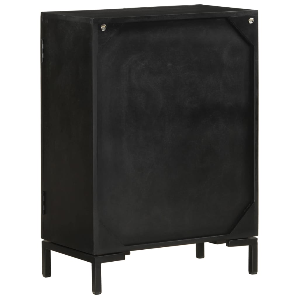 vidaXL Szafka, czarna, 55x30x77 cm, lite drewno mango i żelazo