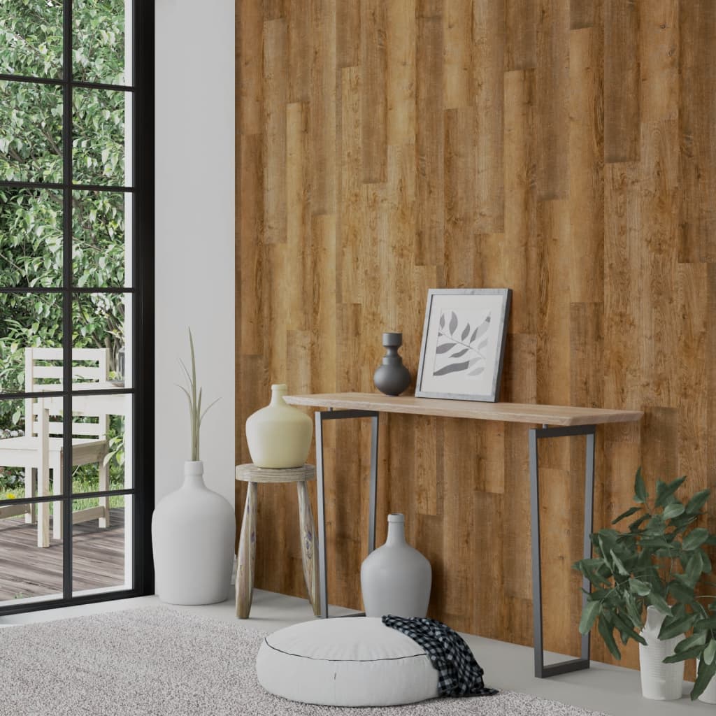 vidaXL Panele ścienne, drewnopodobne, brązowe, PVC, 2,06 m²