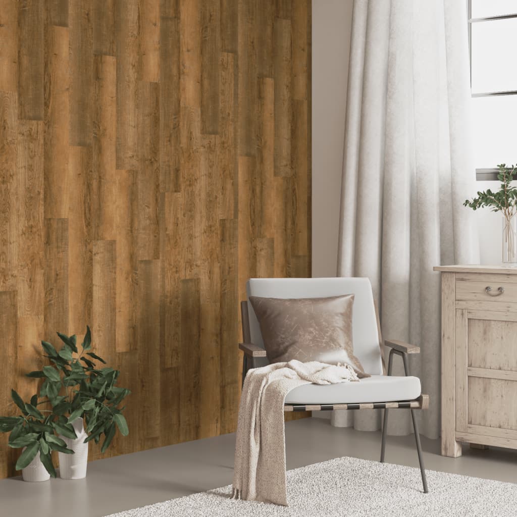 vidaXL Panele ścienne, drewnopodobne, brązowe, PVC, 2,06 m²