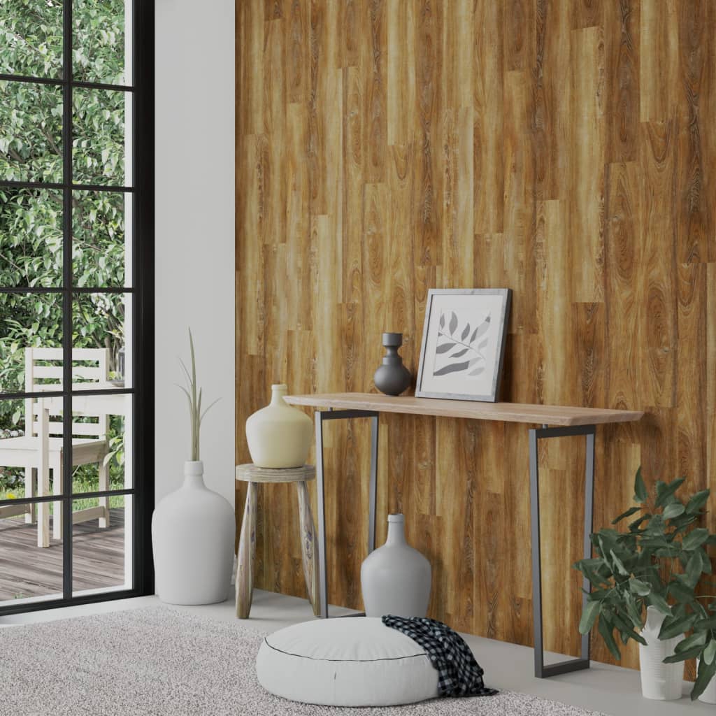 vidaXL Panele ścienne, drewnopodobne, brązowe, PVC, 2,06 m²