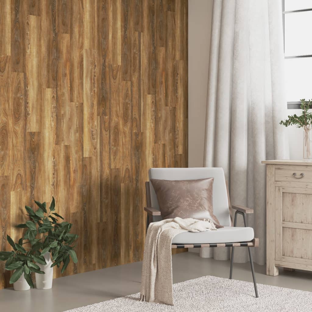 vidaXL Panele ścienne, drewnopodobne, brązowe, PVC, 2,06 m²