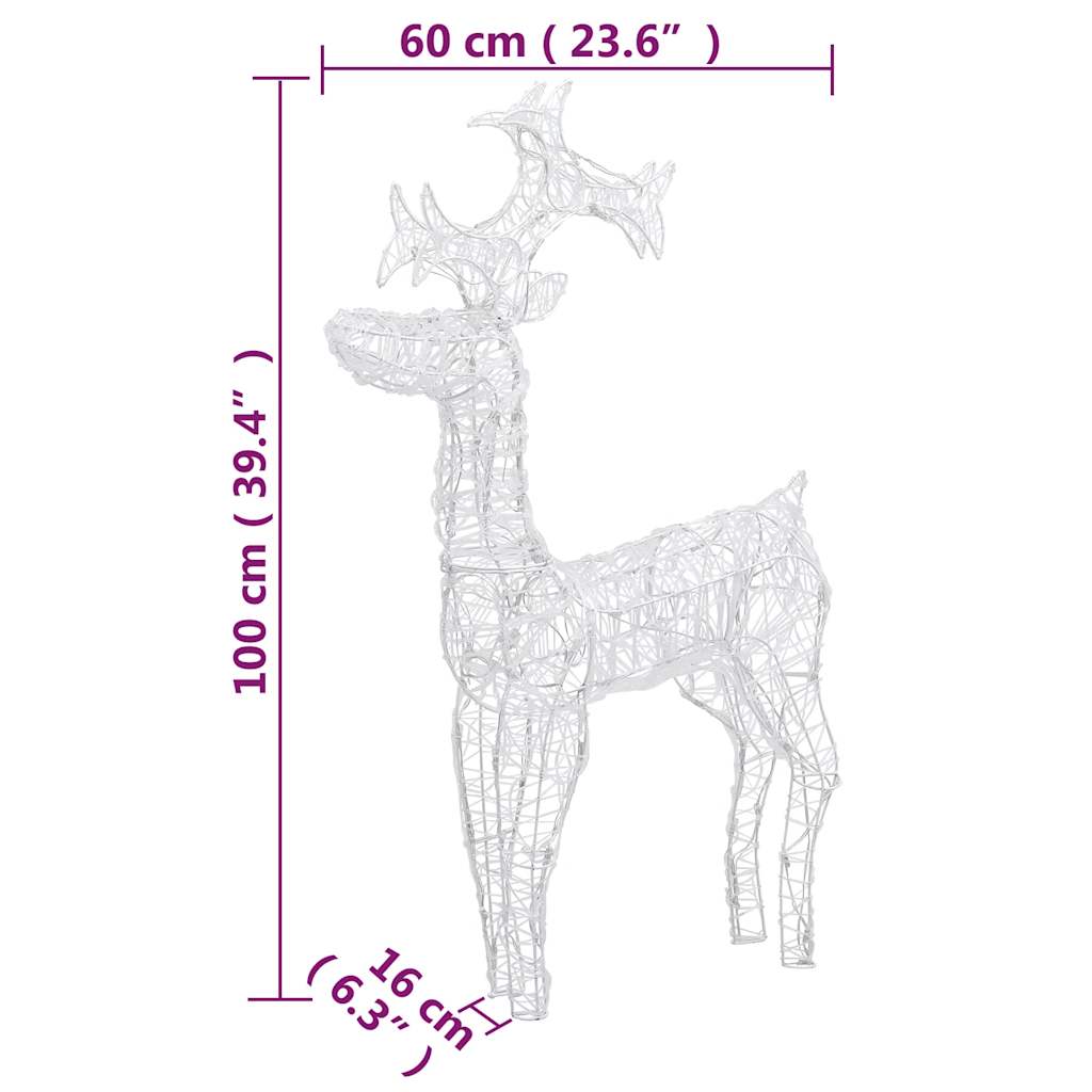 vidaXL Renifery ozdobne, 2 szt., 60x16x100 cm, akryl