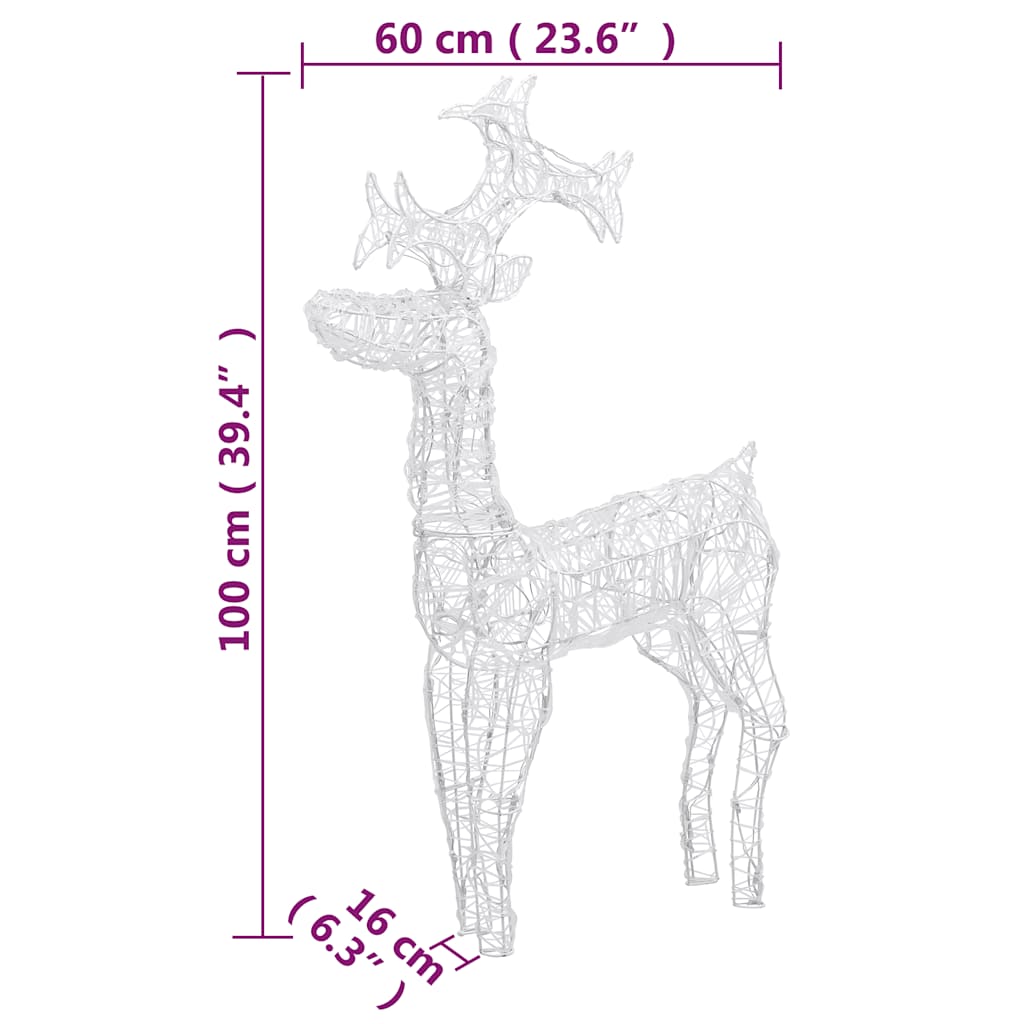 vidaXL Renifery ozdobne, 3 szt., 60x16x100 cm, akryl