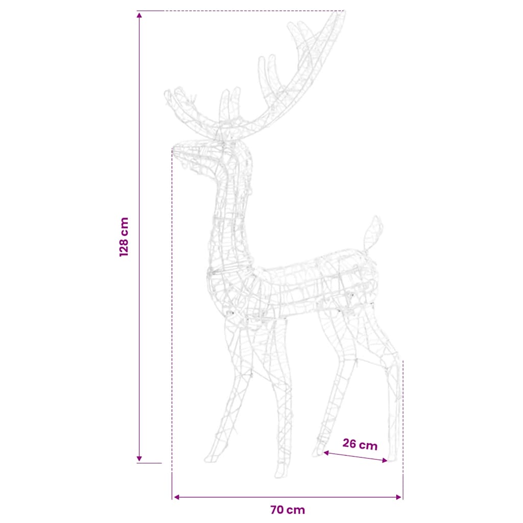 vidaXL Akrylowe renifery ozdobne, 2 szt., 120 cm, niebieskie
