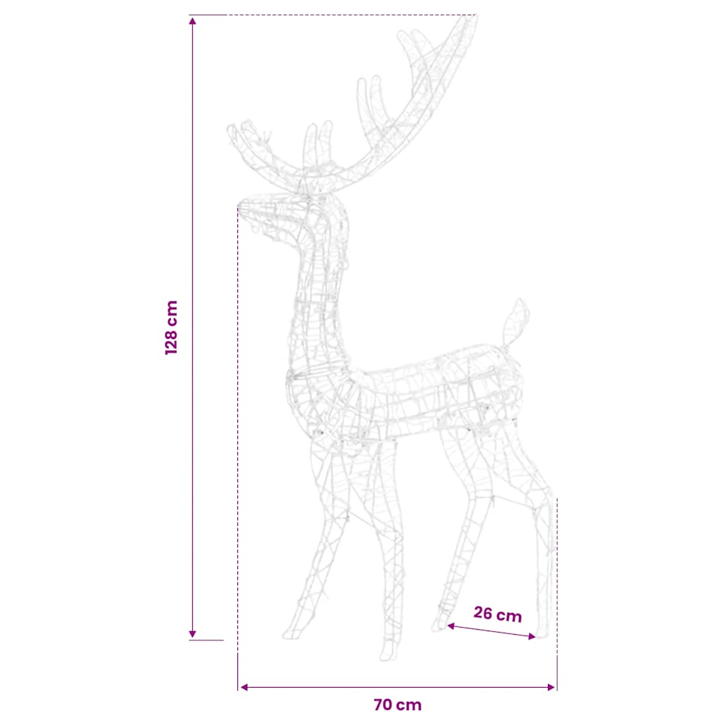 vidaXL Akrylowe renifery ozdobne, 3 szt., 120 cm, niebieskie