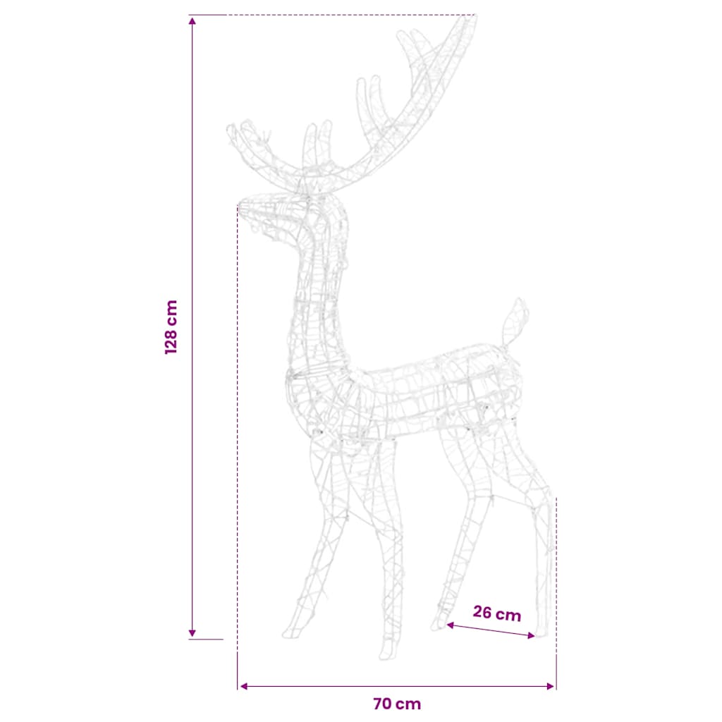vidaXL Akrylowe renifery ozdobne, 2 szt., 120 cm, kolorowe