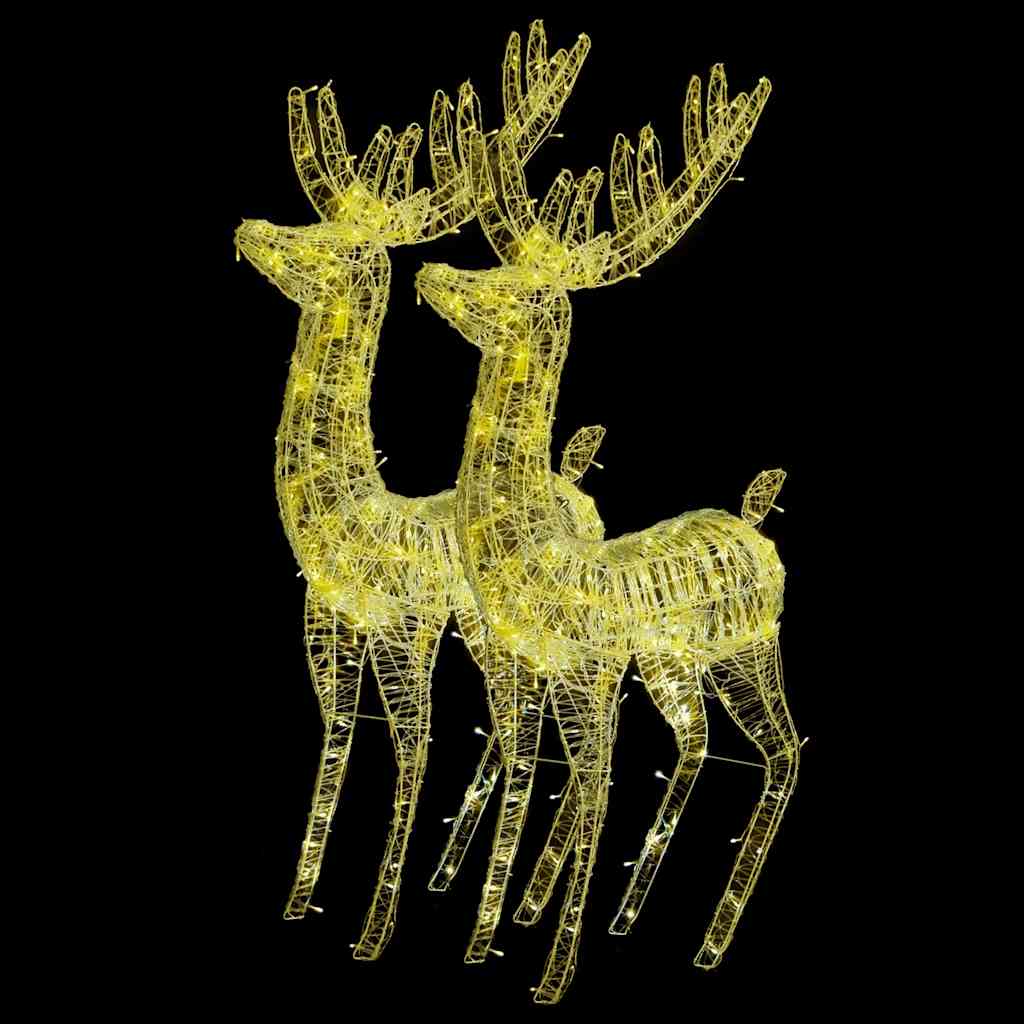 vidaXL Renifery z akrylu XXL, 2 szt., 250 ciepłych białych LED, 180 cm