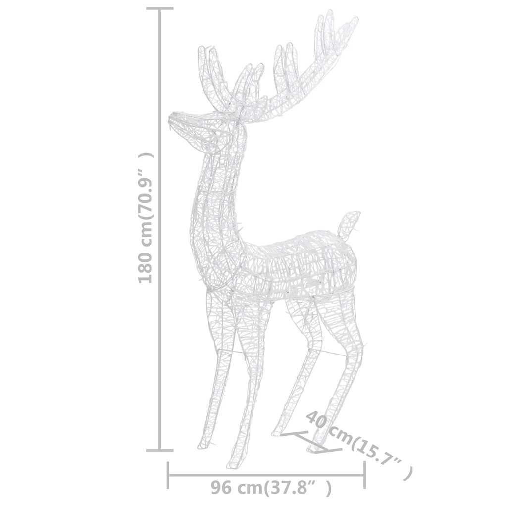 vidaXL Renifery z akrylu XXL, 2 szt., 250 ciepłych białych LED, 180 cm